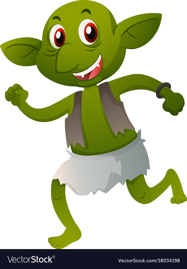 Green elf in old clothes Royalty Free Vector Image