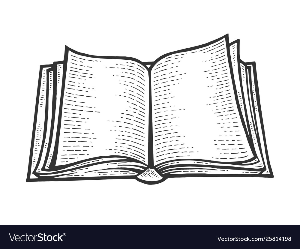 Open book in hand sketch vintage Royalty Free Vector Image