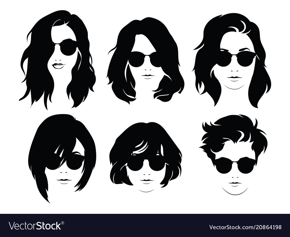Set Of Hairstyles For Women With Glasses Vector Image