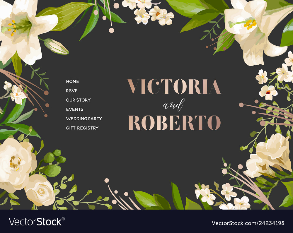 Wedding Salon Internet Shop Floral Landing Page Vector Image