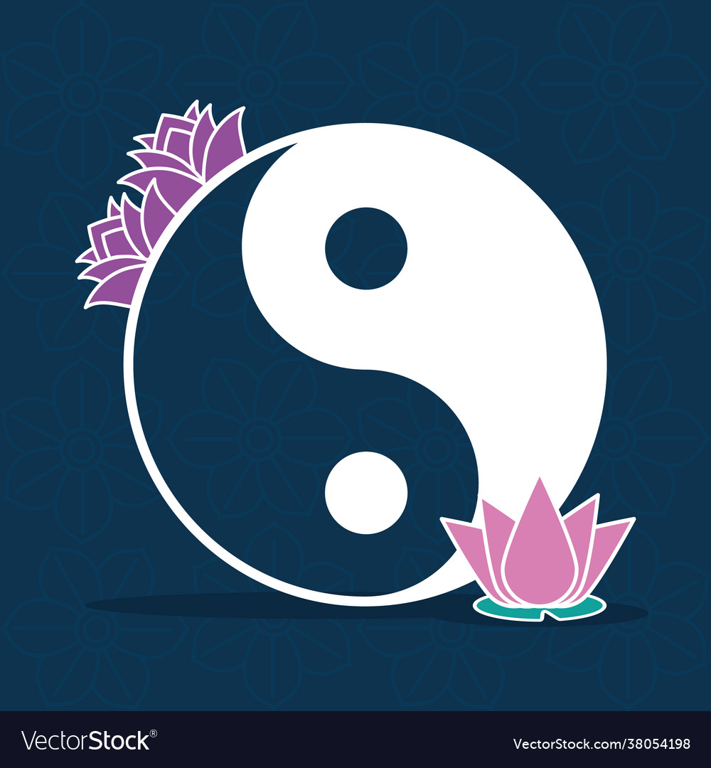 Yin yang and flowers Royalty Free Vector Image