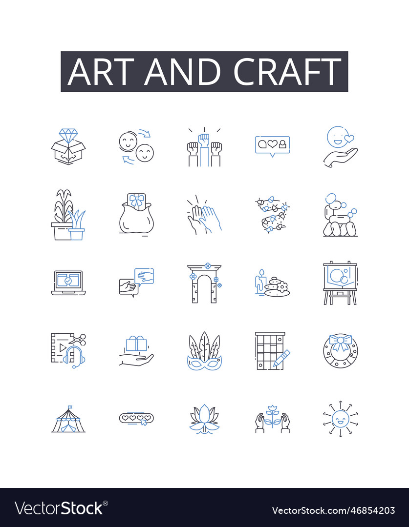 Art and craft line icons collection handiwork Vector Image