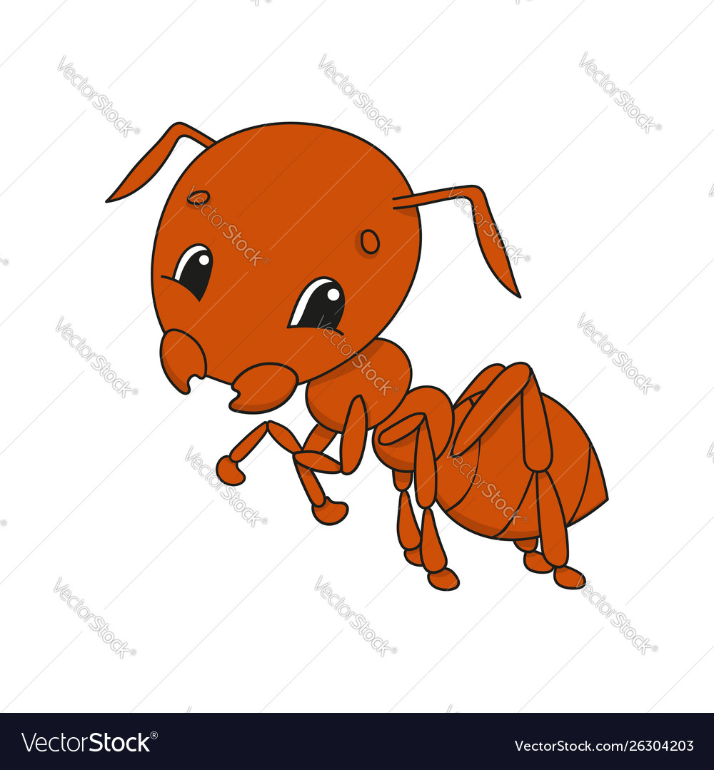 Brown ant cute flat in childish cartoon style Vector Image