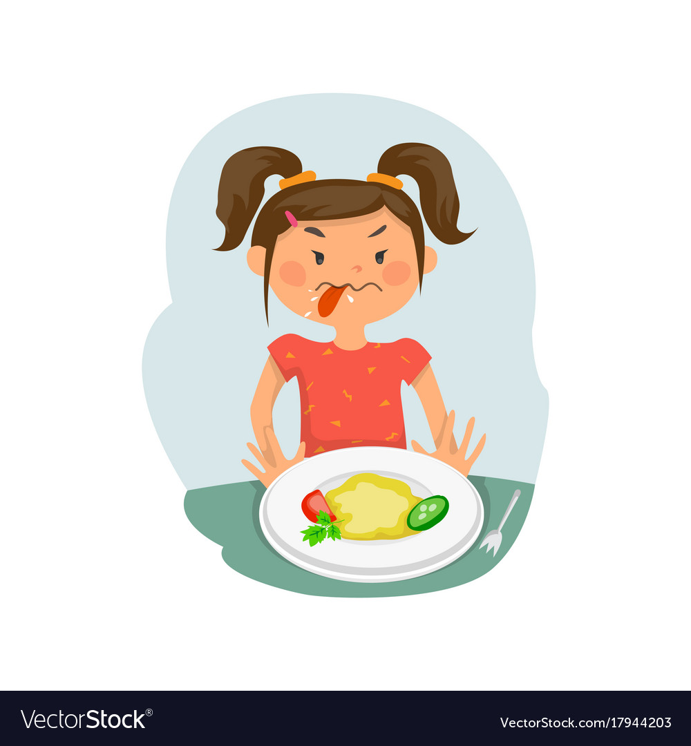 Child Does Not Want To Eat Royalty Free Vector Image