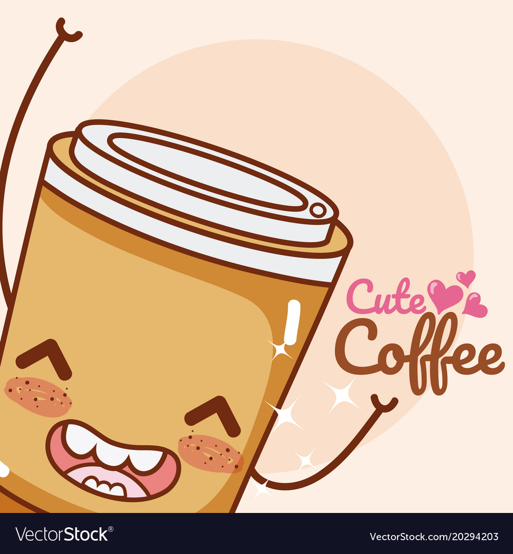 Cute coffee kawaii cartoon Royalty Free Vector Image