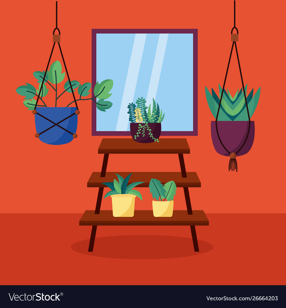 Decorative house plants interior design Royalty Free Vector