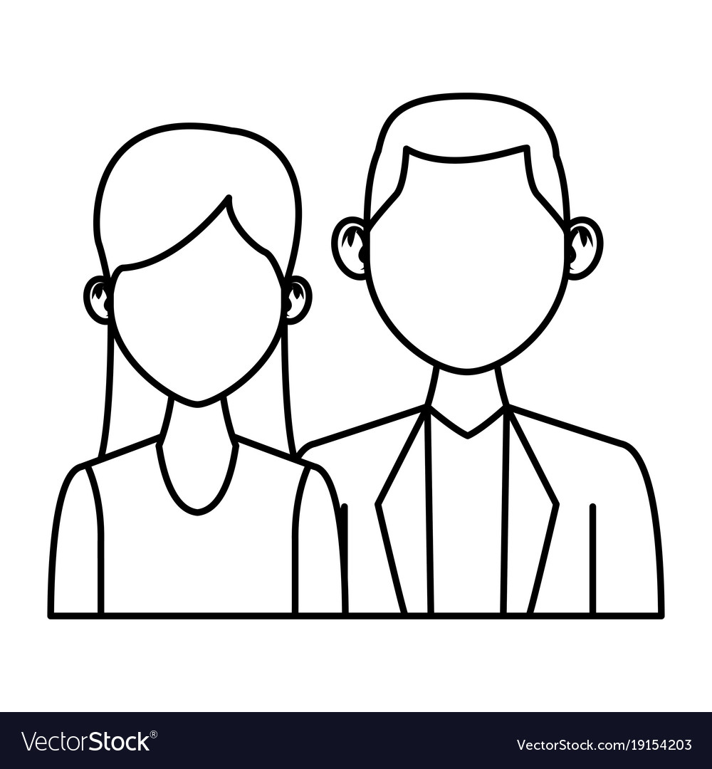 Elegant couple avatar cartoon Royalty Free Vector Image