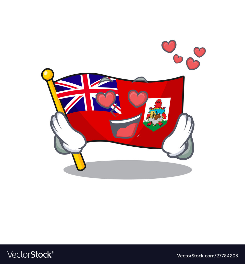 Flag bermuda isolated in love cartoon mascot