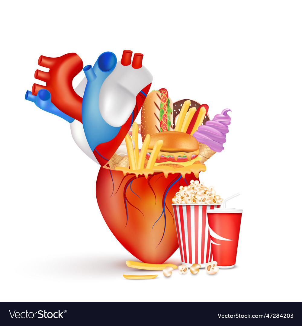 Foods that are bad for the heart Royalty Free Vector Image