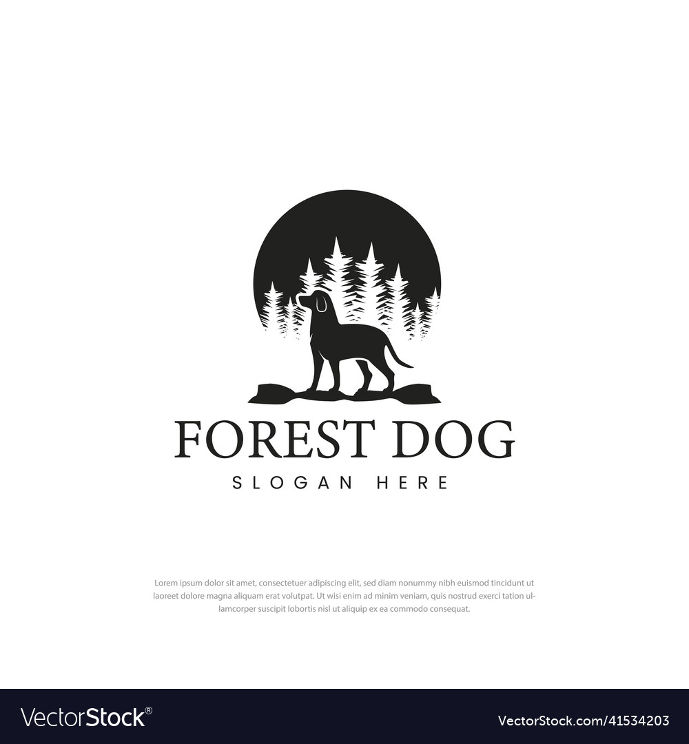 Forest dog logo standing tall facing vintage