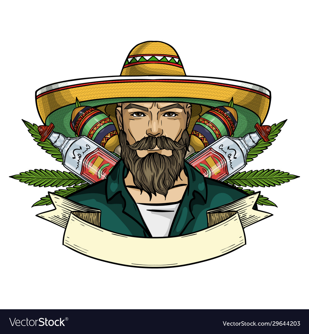 Hand drawn sketch mexican man Royalty Free Vector Image