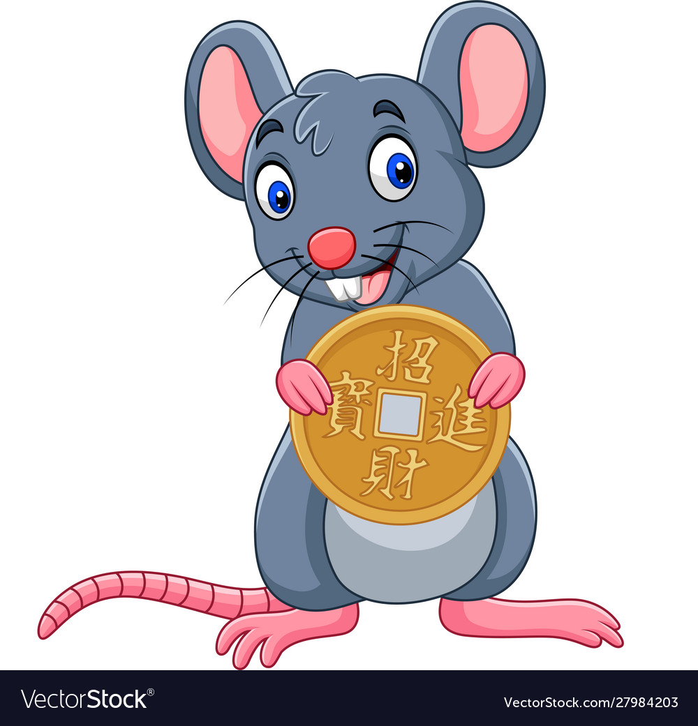 Happy chinese new year funny cartoon rat Vector Image Happy chinese new year funny cartoon rat Vector Image