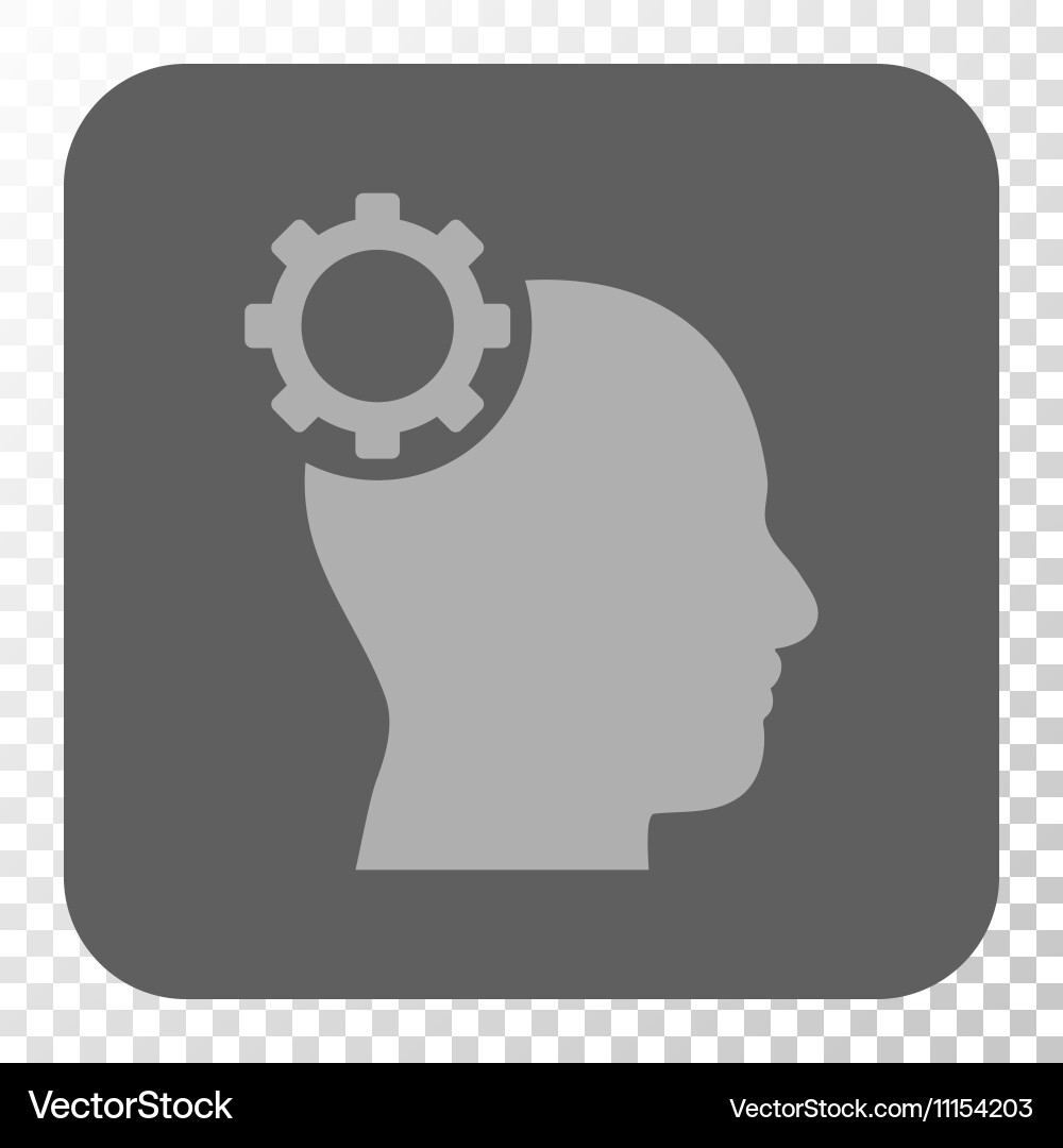 Intellect gear rounded square button Royalty Free Vector