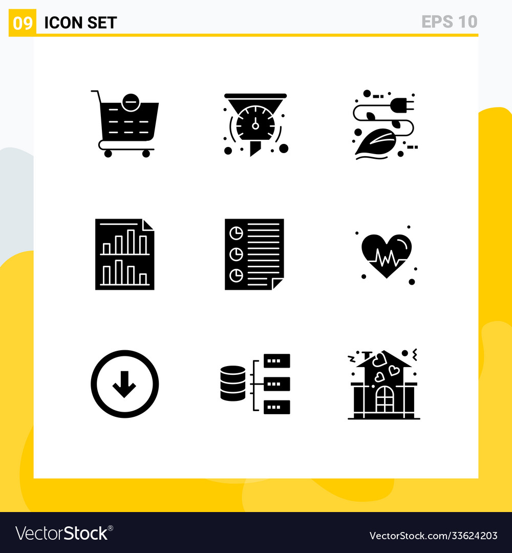 Modern set 9 solid glyphs pictograph report