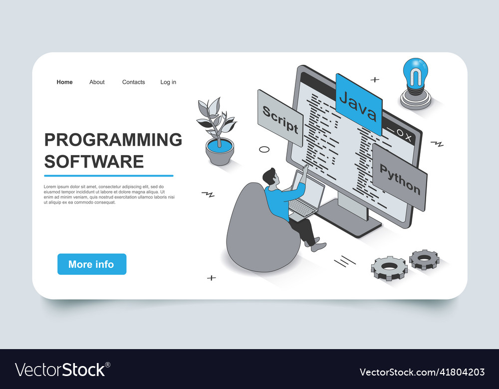 Programming concept in 3d isometric Royalty Free Vector