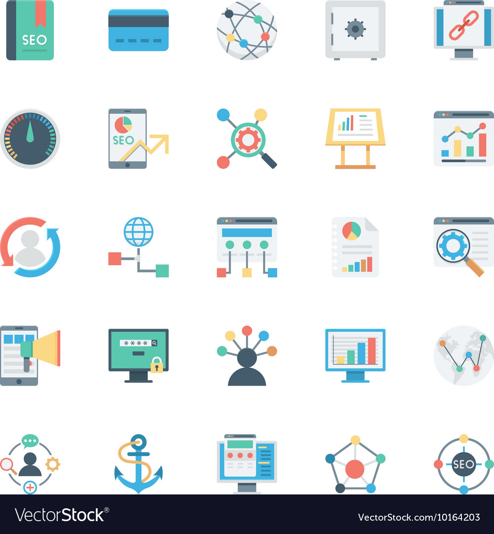 Seo und Marketing farbige Icons 5