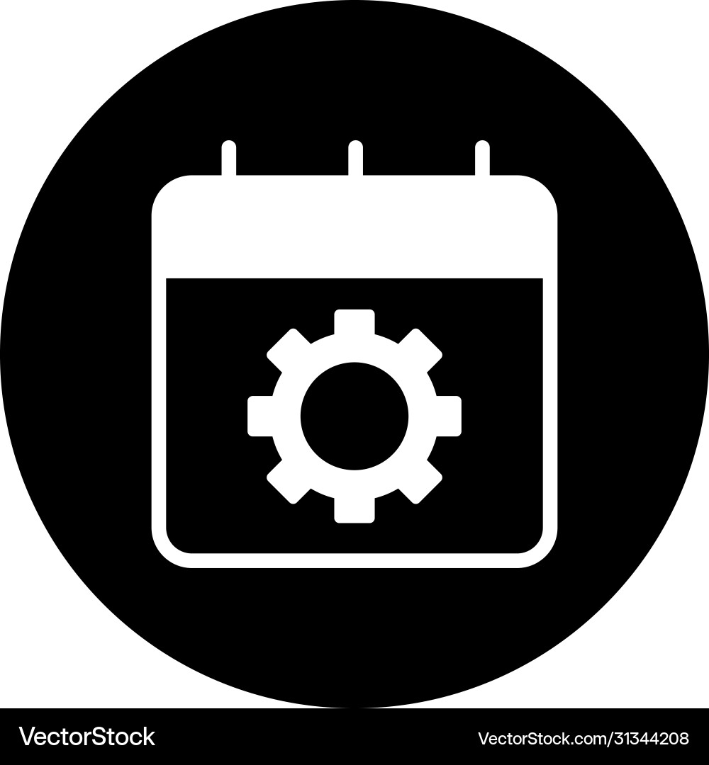 Calendar with gear wheel icon block style Vector Image