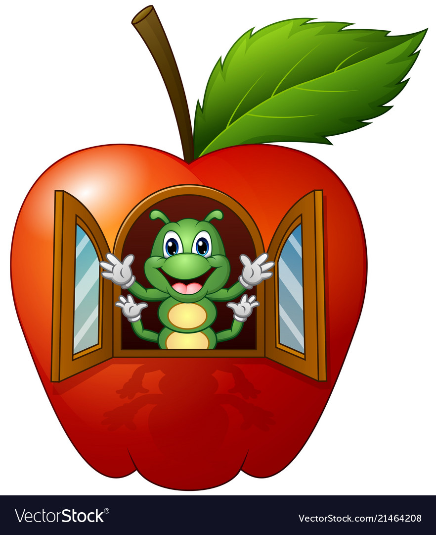 Cartoon caterpillar in the apple house Royalty Free Vector