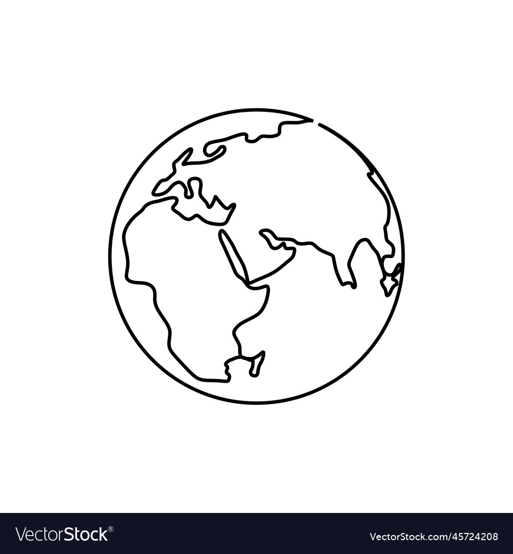 Continuous one line drawing of earth minimalist Vector Image