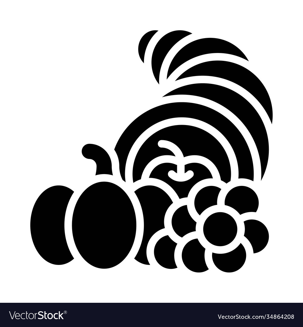 Cornucopia with fruit and vegetable icon