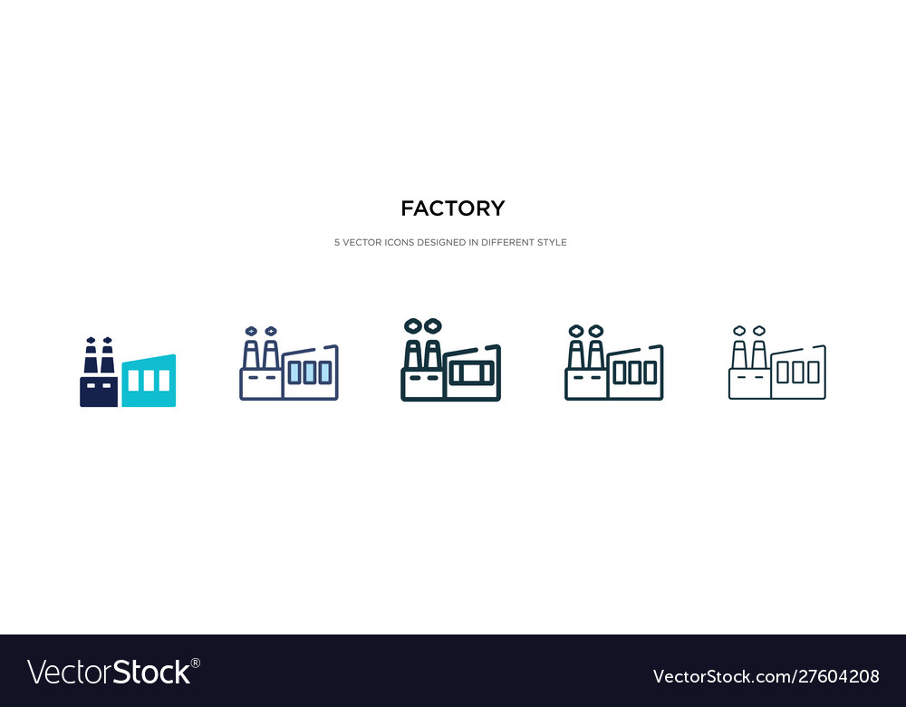 Factory icon in different style two colored Vector Image