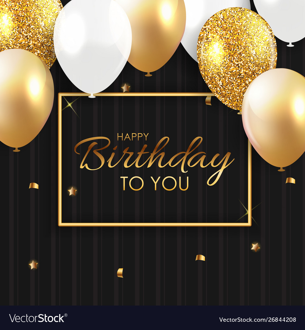 Glossy happy birthday balloons background Vector Image