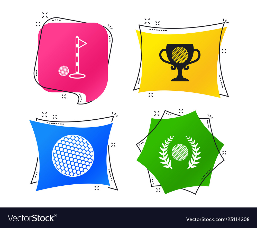 Golf ball icons laurel wreath award symbol