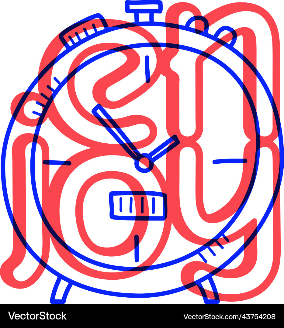 Hand draw clock icon in doodle style for your Vector Image