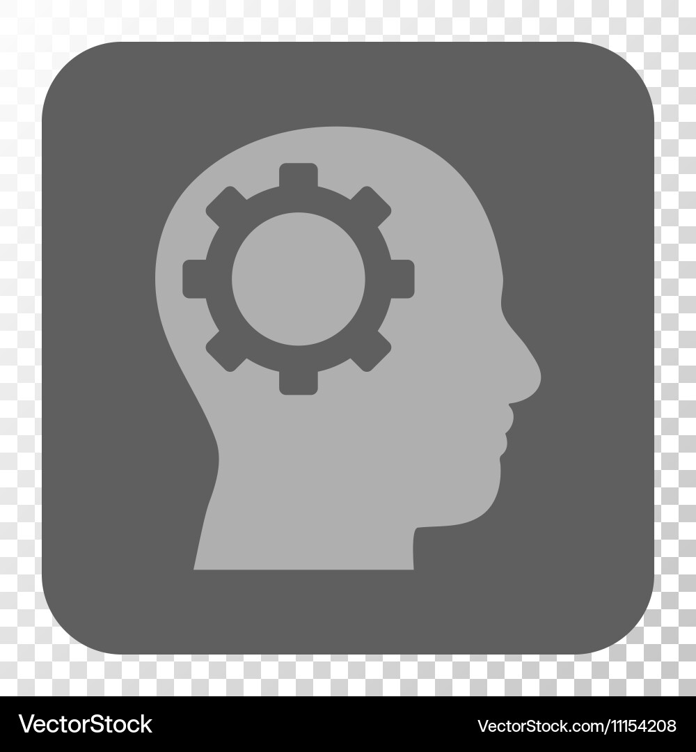 Intellect gear rounded square button Royalty Free Vector