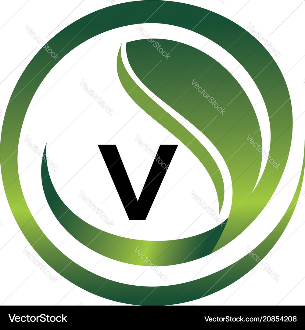 Leaf initial v logo design template Royalty Free Vector