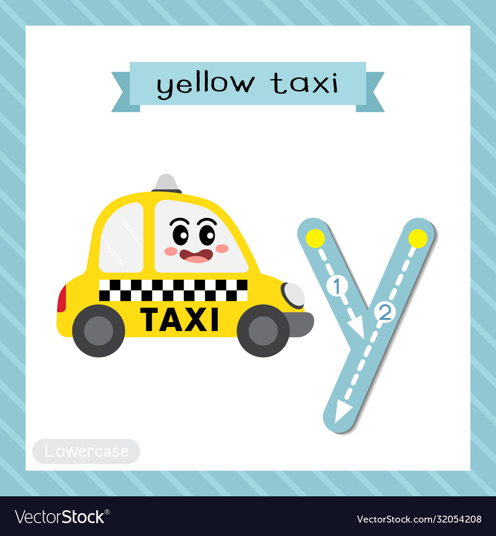 Letter y lowercase tracing yellow taxi