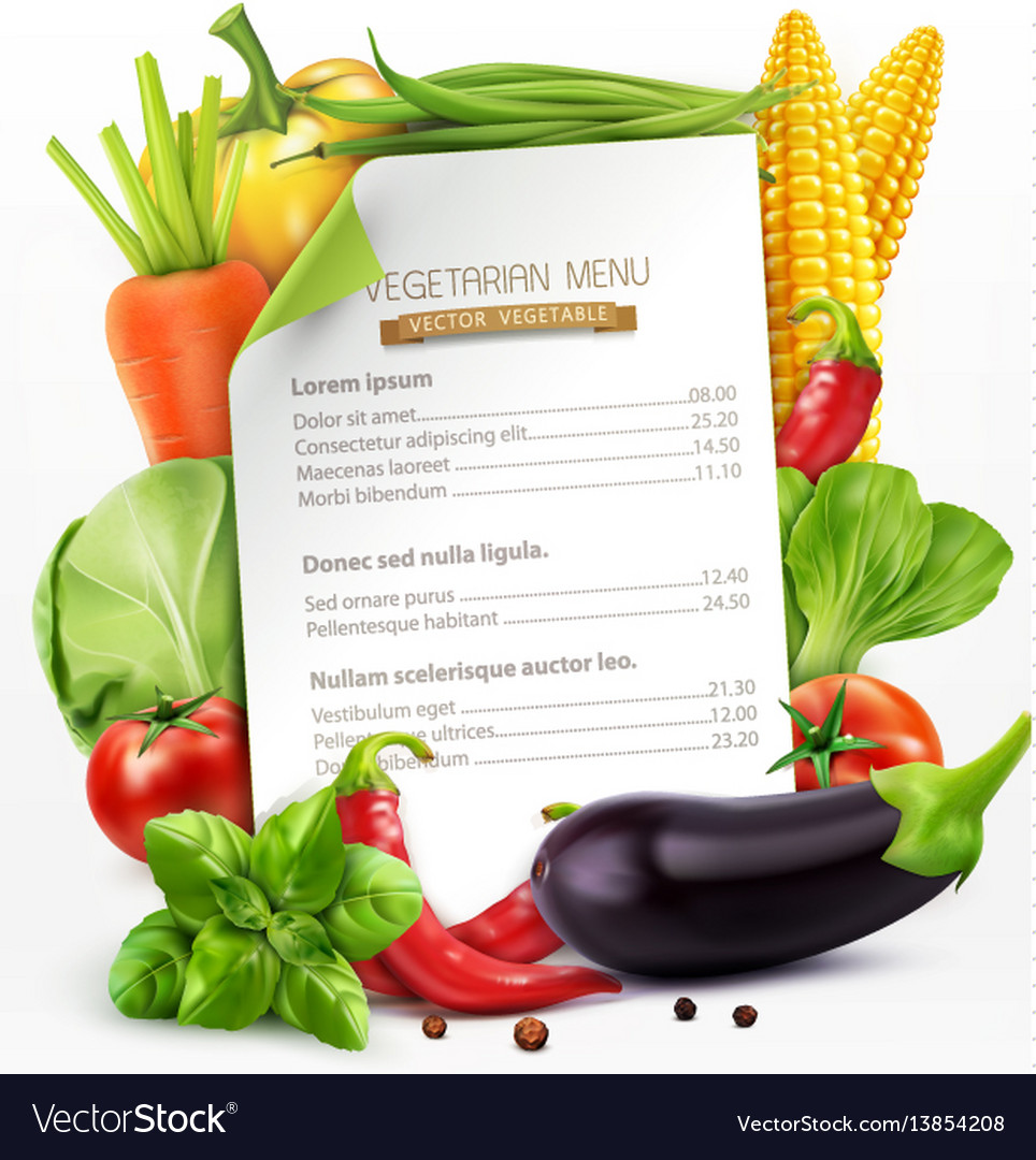 Menu with vegetables Royalty Free Vector Image