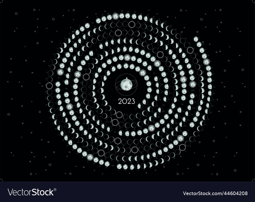 Moon calendar 2023 southern hemisphere spiral blac