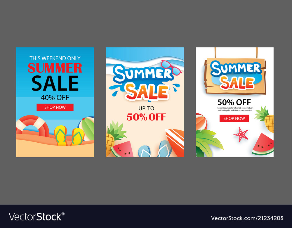 Summer Sale Banner Templates Paper Art And Craft Vector Image