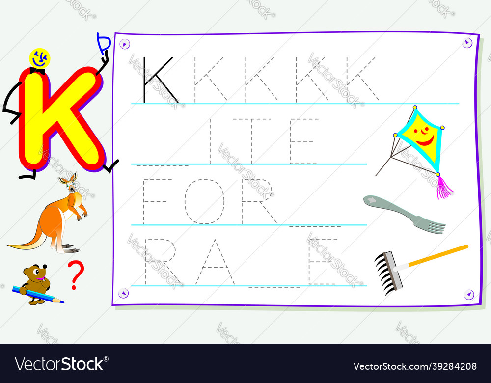 Worksheet for kids with letter k study