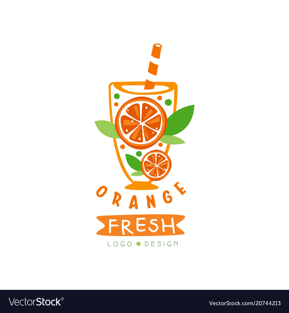 Abstract juice label with slices juicy orange Vector Image