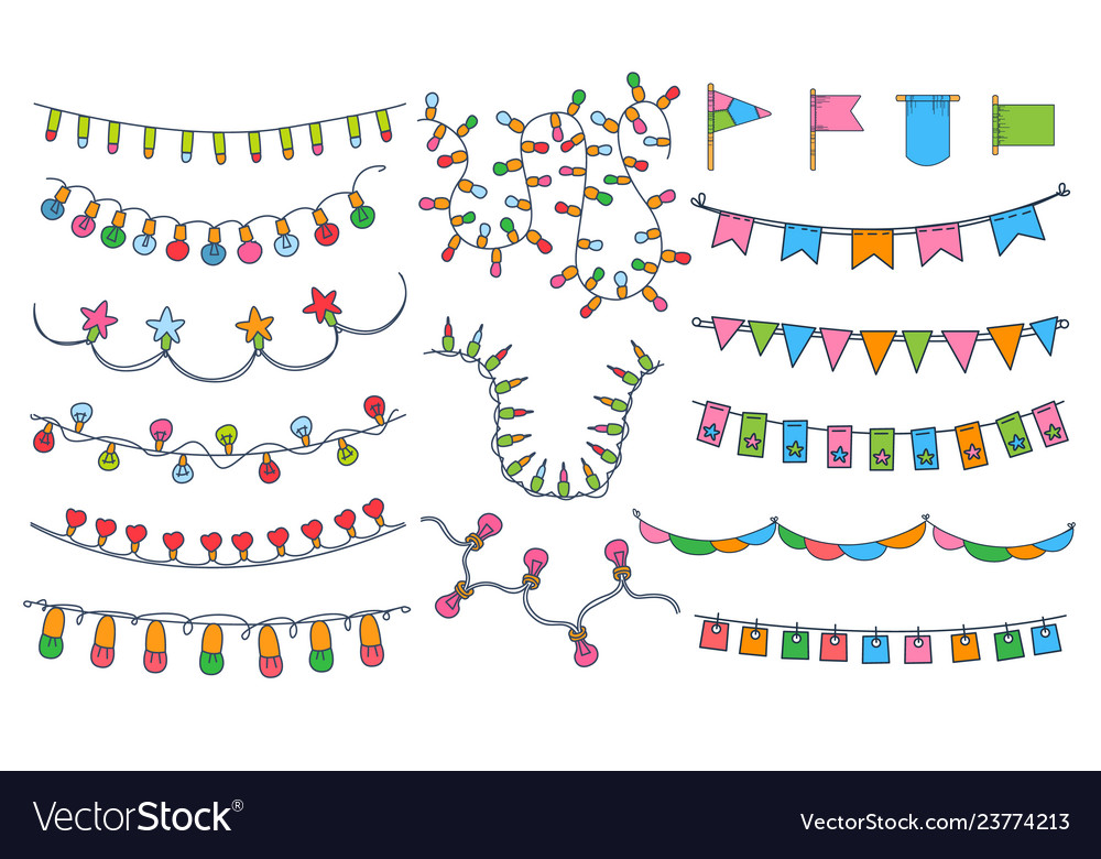 Colorful bunting party flags festival birthday