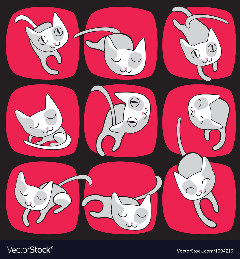 Cute cat attitudes set