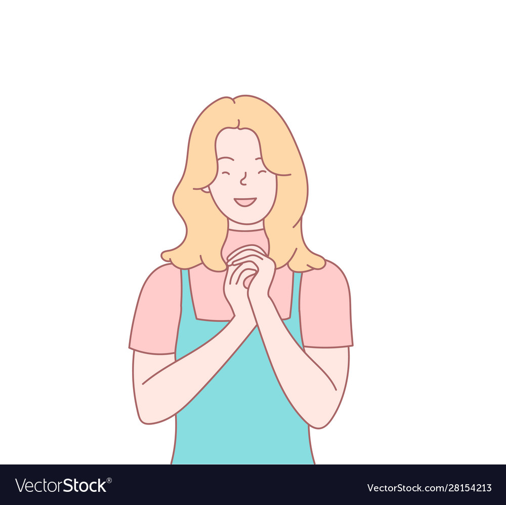 Girl rejoice tenderness Royalty Free Vector Image