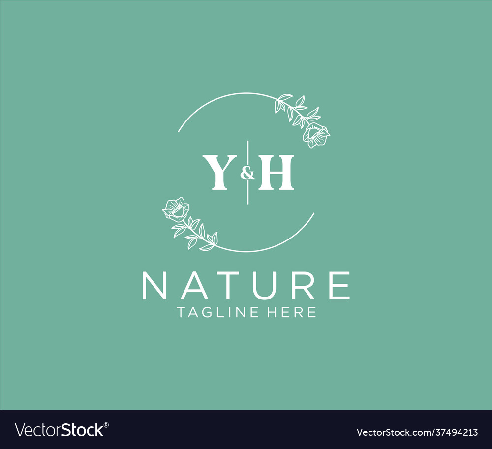 Initial yh letters botanical feminine logo