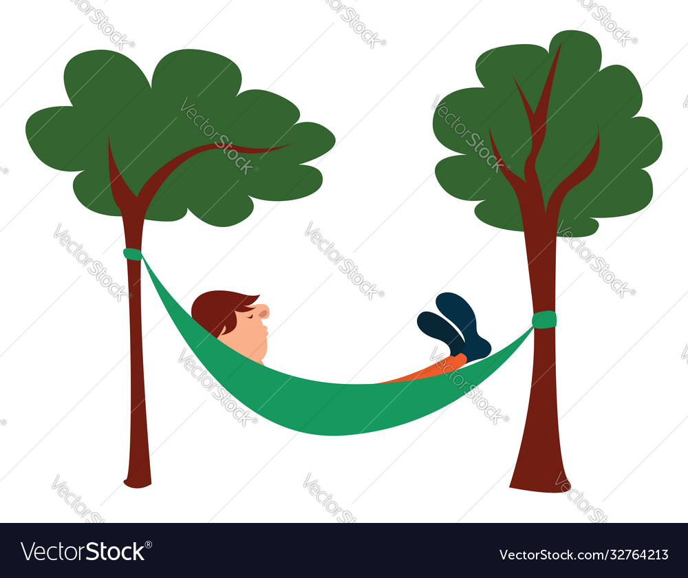 Lying in a hammock on white background Royalty Free Vector