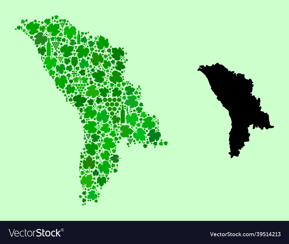 Map of moldova - mosaic wine and grapes