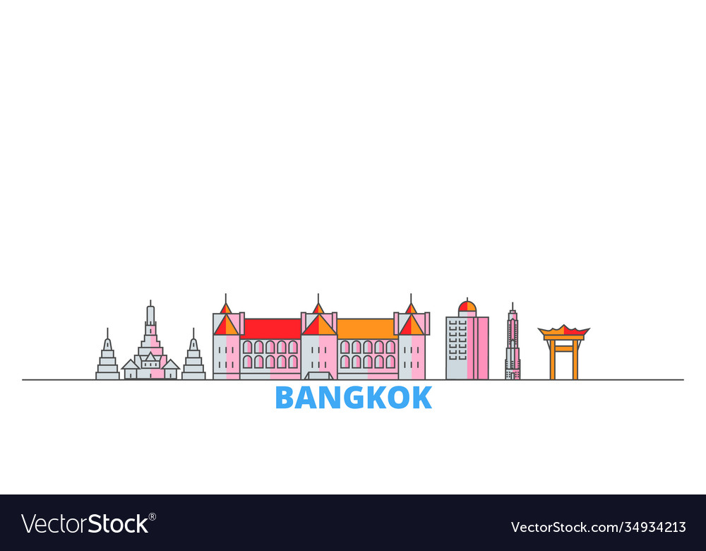 Thailand bangkok city line cityscape flat