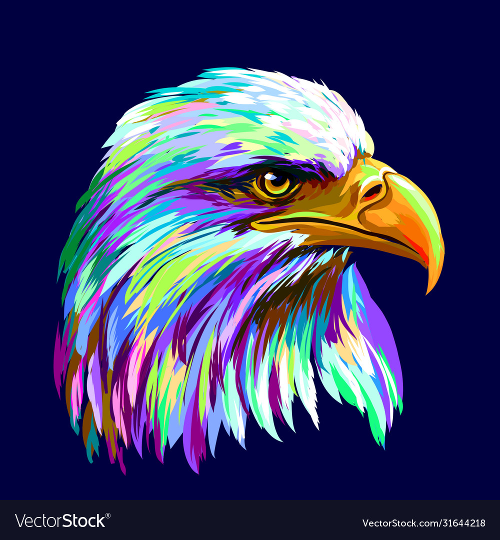 Abstract multicolored portrait a eagle on a d Vector Image