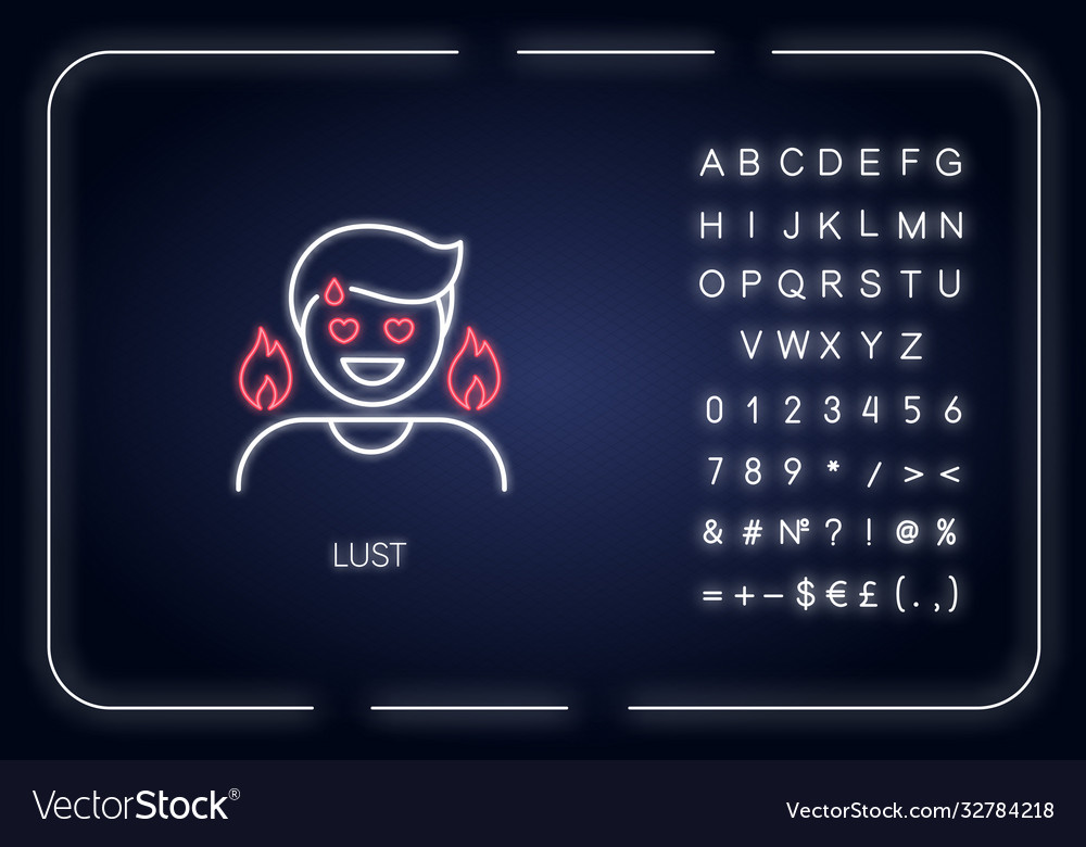 Lust neon light icon Royalty Free Vector Image