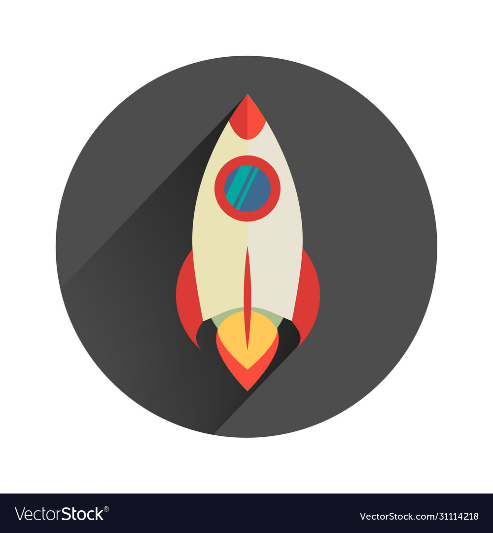 Powerful rocket start up in flat design