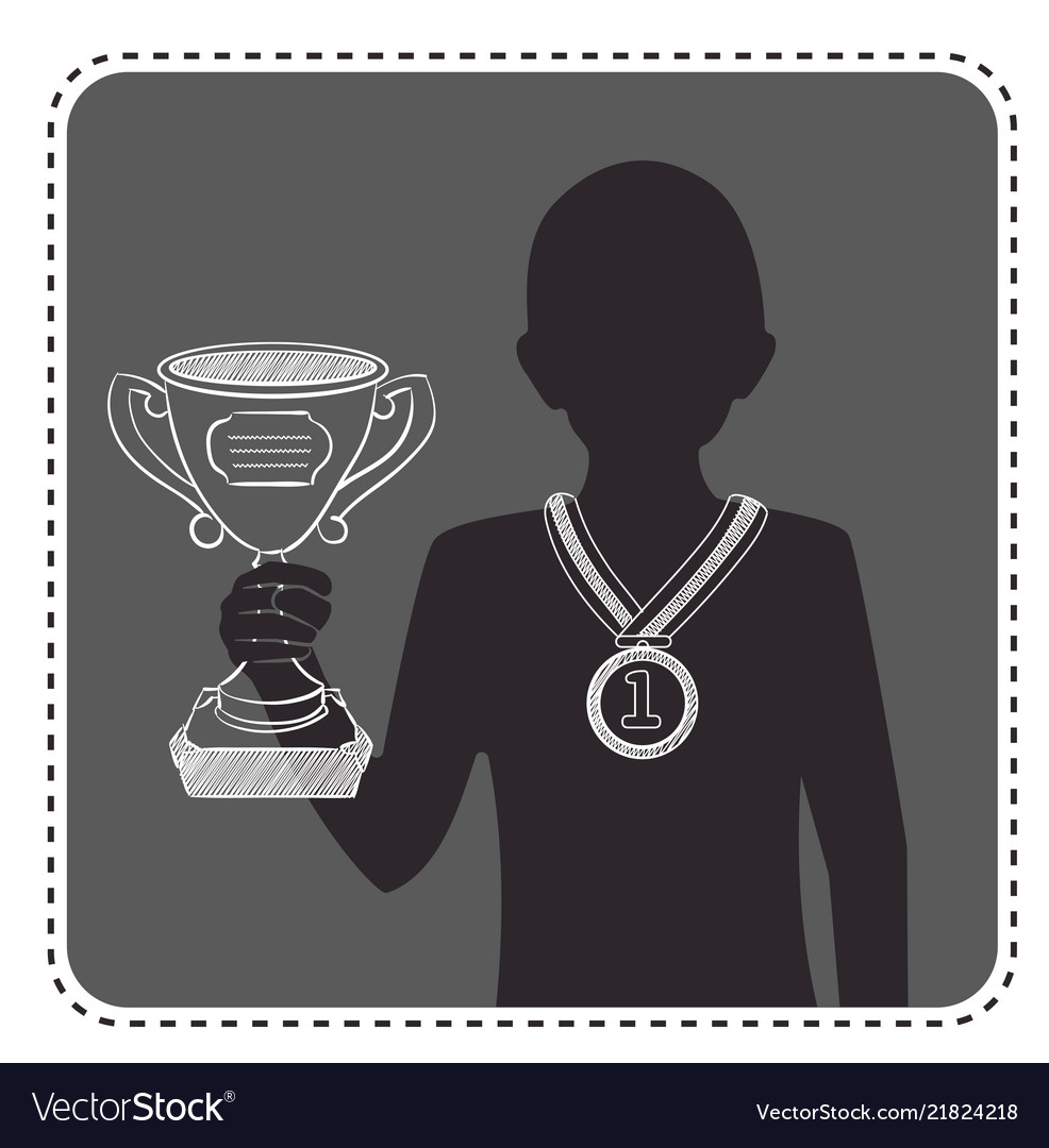 Silhouette avatar athlete with awards