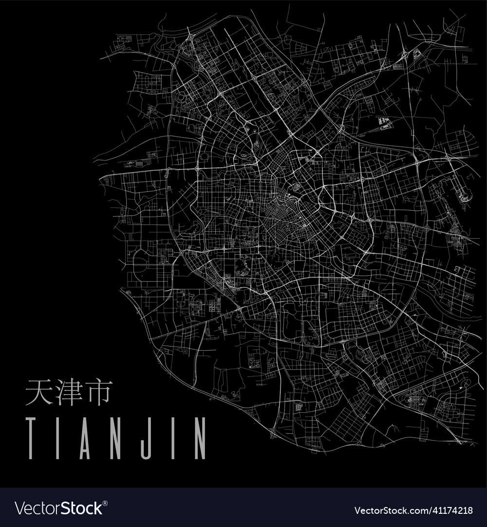 Tianjin city map poster china municipality square Vector Image