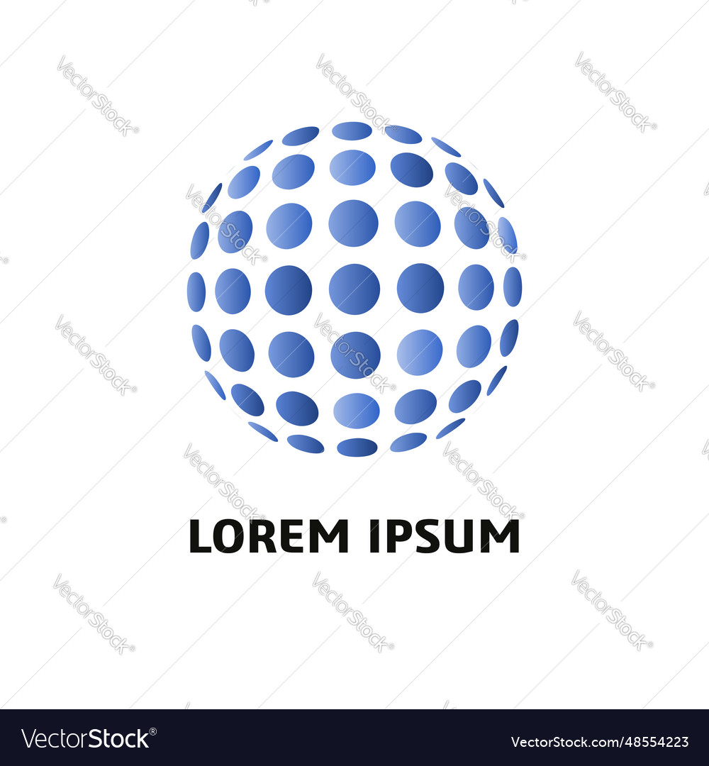 Abstract sphere made of blue gradient dots Vector Image