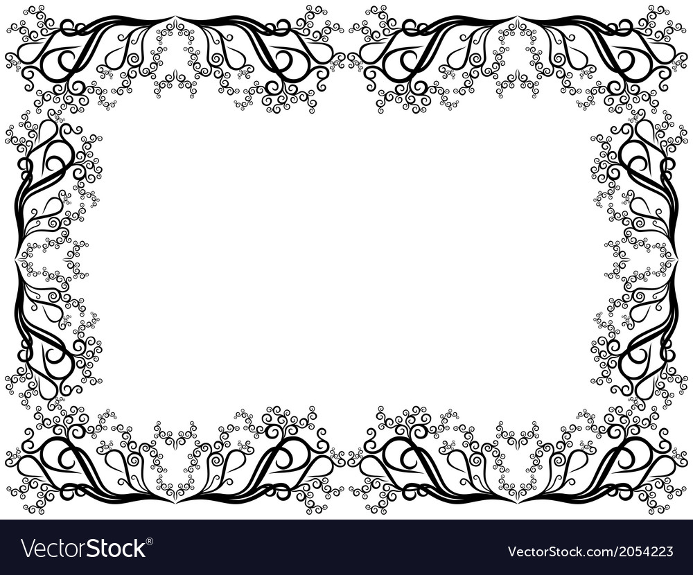 Black and white frame with floral elements